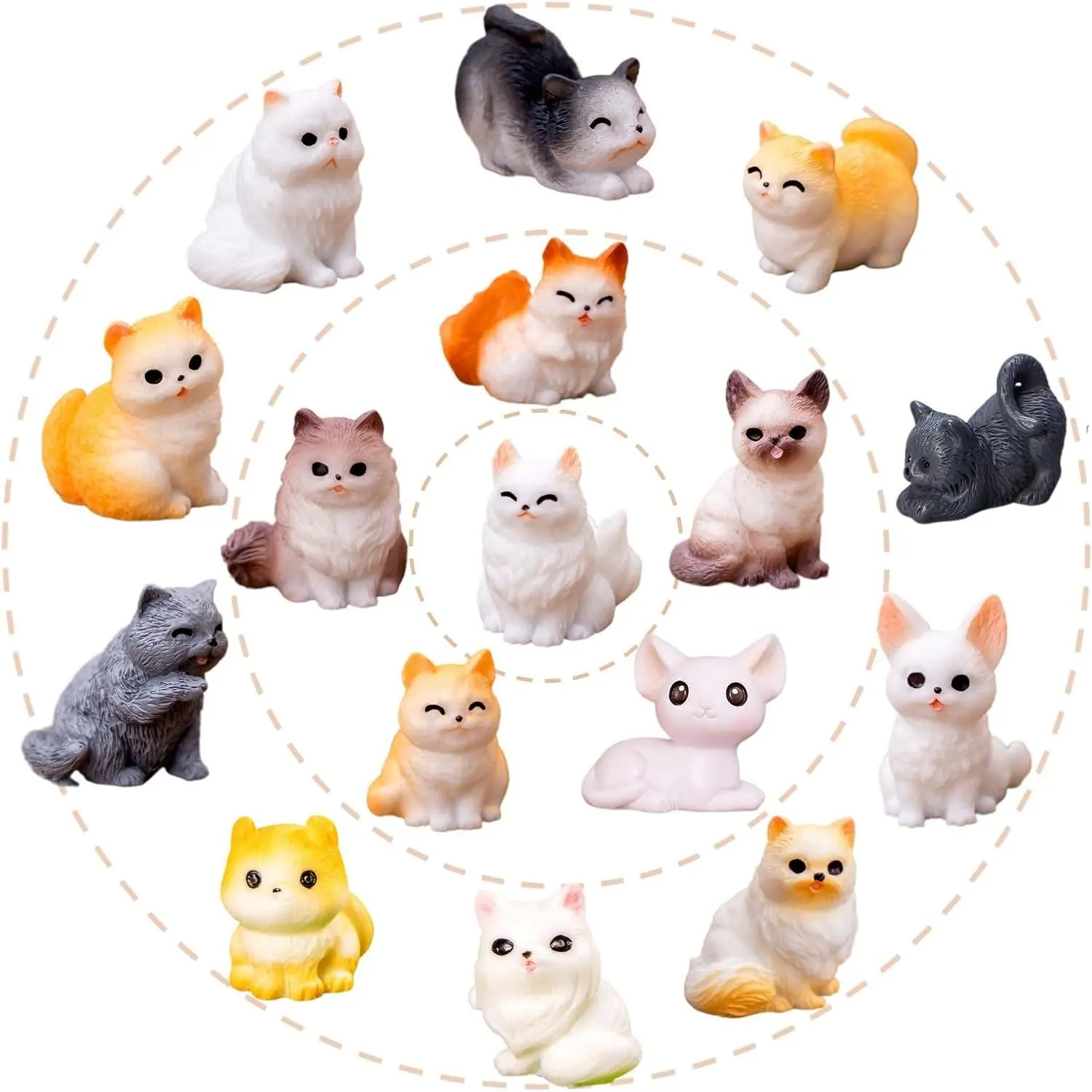 16 count Mini   Figurines - Realistic Kittens Collection for  Decor, Fairy Garden,  Cake Topper, and Mini  Ornaments