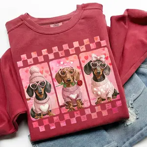 Valentine Dachshund Dog Shirt, Retro Sausage Dog Sweatshirt, Dachshund Is My Valentine Hoodie, Dog Mom Valentine Day, Love Puppy Shirt