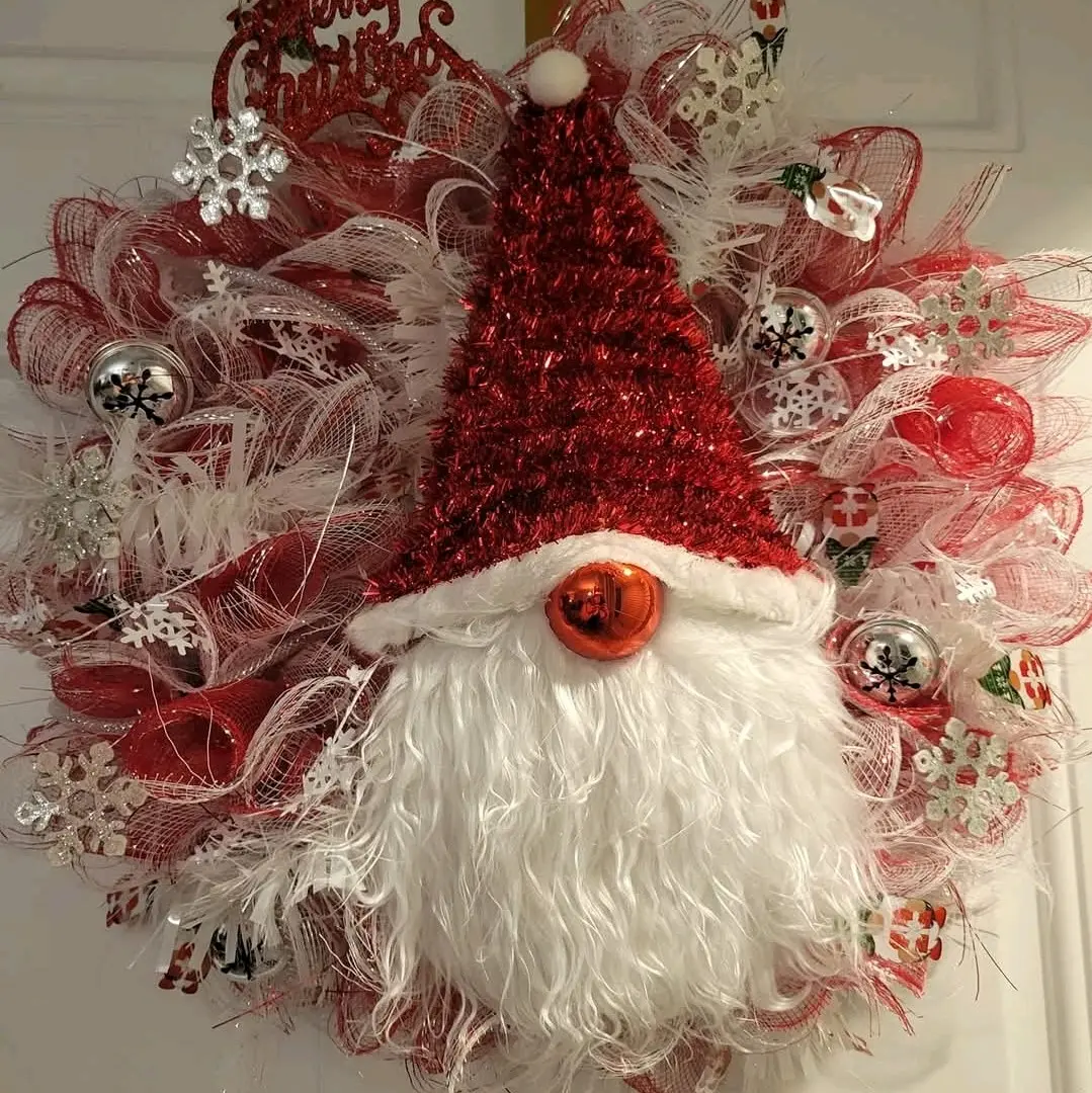 Holiday Santa Wreath - Festive Hanging Decoration