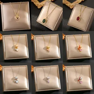 NOKMIT Elegant Necklace for Women. Heart-Shaped Pendant. Emerald Pendant.Simple Elegance Sweet, Round Zircon Pendant.Round Zircon Pendant. Heart Necklace. Exquisite & Trendy Pendant Necklace. Fashion Jewelry. An Ideal Gift for Her.mothers gifts