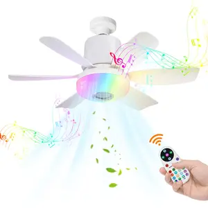 Remote Control Ceiling Fan Light Led Light Fan with Built-In Bluetooth-compatible Speaker, RGB Color Changing, Timer & Dimming Features, Ideal for Bedroom Decor