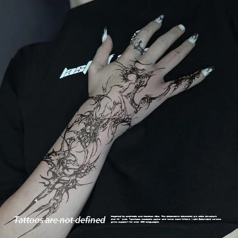 Irregular Gothic Design Herbal Juice Tattoo Stickers, Waterproof Long Lasting Temporary Tattoo, Ephemeral Tattoos, Body Art Decoration for Women & Men, Body Fake Tattoos
