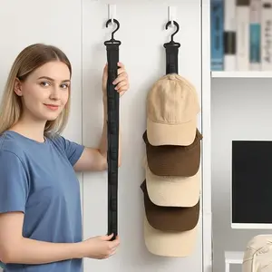 Hat Organizer for Baseball Caps Holder Closet with Clips,Good Hangers Rod Easy Storage Racks Hats(Black)