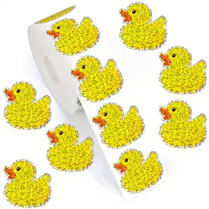 500 pieces of shiny yellow duck stickers-laser cutting cartoon aesthetic stickers, self-adhesive labels-suitable for scrapbooks, gift boxes, envelopes, party supplies, fun stickers!