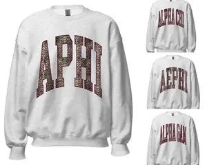 All Team Sorority Leopard Print Greek Letter Sweatshirt, Trendy Sorority Crewneck, Bid Day Recruitment Outfit, College Sisterhood Apparel