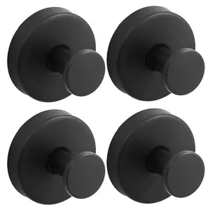4-Pack No-Drill Suction Hooks, Stainless Steel Heavy-Duty, Strong Suction Cup, Vacuum Technology, Holds 15 Lbs, Waterproof Rust-Resistant, Bathroom Use, Shower Suction Cup Hooks