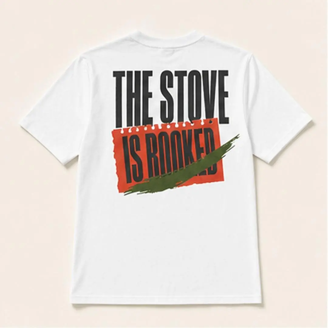 THE STOVE IS BOOKED Men's White Graphic T-Shirt Short Sleeve Crew Neck Cotton Blend Funny Chef Humor Shirt for Men Who Love Cooking and Hosting, Great Gift for Grill Masters and Home Cooks original statement print casual everyday tee