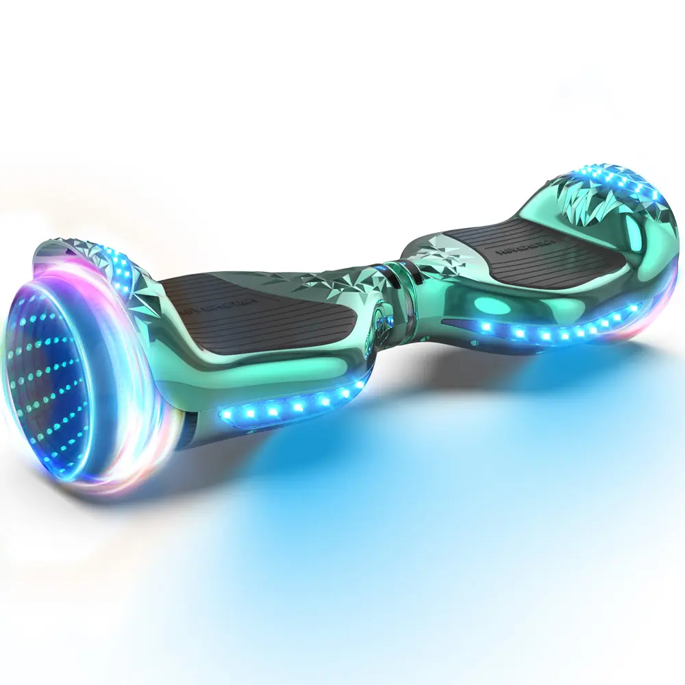 Hover Star Chrome Self-Balance Scooter with 120W Motor LED Flash Wheels Wireless Speaker 6-9MPH Max Speed 165lb Capacity Tire 6" Model for Kids