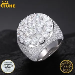 TUHE Unisex luxury Men 925 Silver Ring Moissanite Stone Iced Out Couple Rings For Men Hip Hop Jewelry Gifts