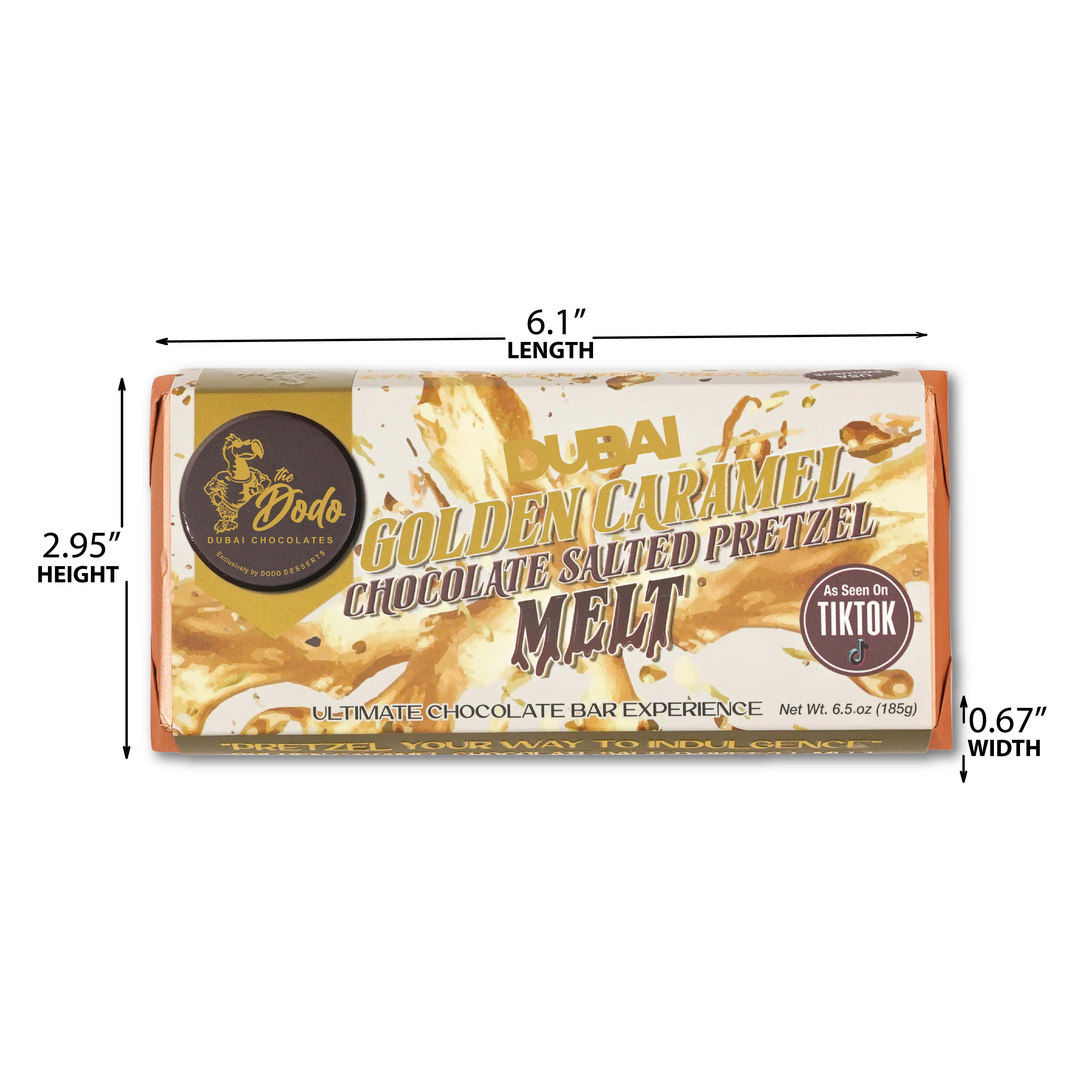 Viral Dodo Dubai Style Golden Caramel Milk Chocolate Pretzel Melt Ultimate Chocolate Bar Experience