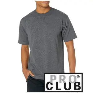 Pro Club Men's Small To 5XL Tall Heavyweight Cotton Short Sleeve T-Shirt - Classic Crewneck Style - Menswear, Top Casual Original  Collar Plain