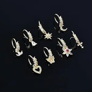 8PCS Dangle Nose Ring Hoop Gold Nose Rings Studs for Women Dangling Nose Piercing Jewelry Set Heart Star Flower Leaf Butterfly Moon Shape Cute Nose Rings Hoops Charm Cartilage Earring for Women - Home Improvement.
