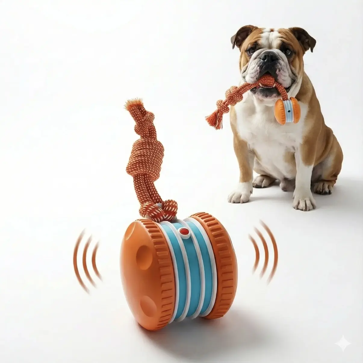 【Summervibes】 Interactive Dog Ball, Random Path Electric Automatic Moving and Rolling Dog Toy with Rope for Small Medium Large Dogs, Motion-Activated Dog Stimulation Toy for Boredom Relief