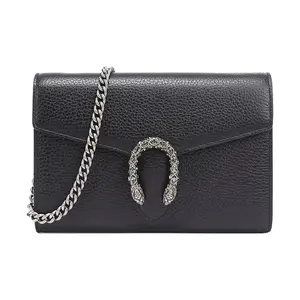 Pre-owned GUCCI leather Crossbody Bags Dionysus Double Tiger Head Buckle Chain Wallet/Crossbody Bag, Leather, Mini Shoulder Bag Black