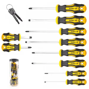 12-Piece Magnetic Screwdrivers Set, metric 5 Phillips and 5 Slotted Tips Professional Cushion Grip Screwdriver Set 2pcs Portable Multifunction Key Mini Screwdriver,Repair tool for Auto Motorcycle Electronic devices,gift for Father's Day