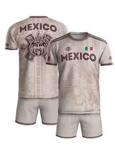 Mexico Soccer Jersey Aztec Sun Stone Eagle Design, Grit Son Sport, Fitted Track Shorts, All Seasons, Natural Waist, Regular Length, Soccer Jerseys Set