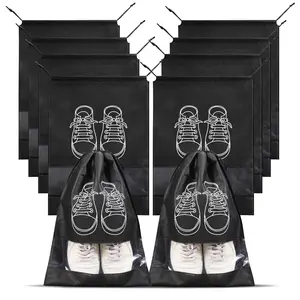10PCS Large Shoe Bags for Travel Drawstring Shoe Pouch with Clear Window for Easy Packing and Organization