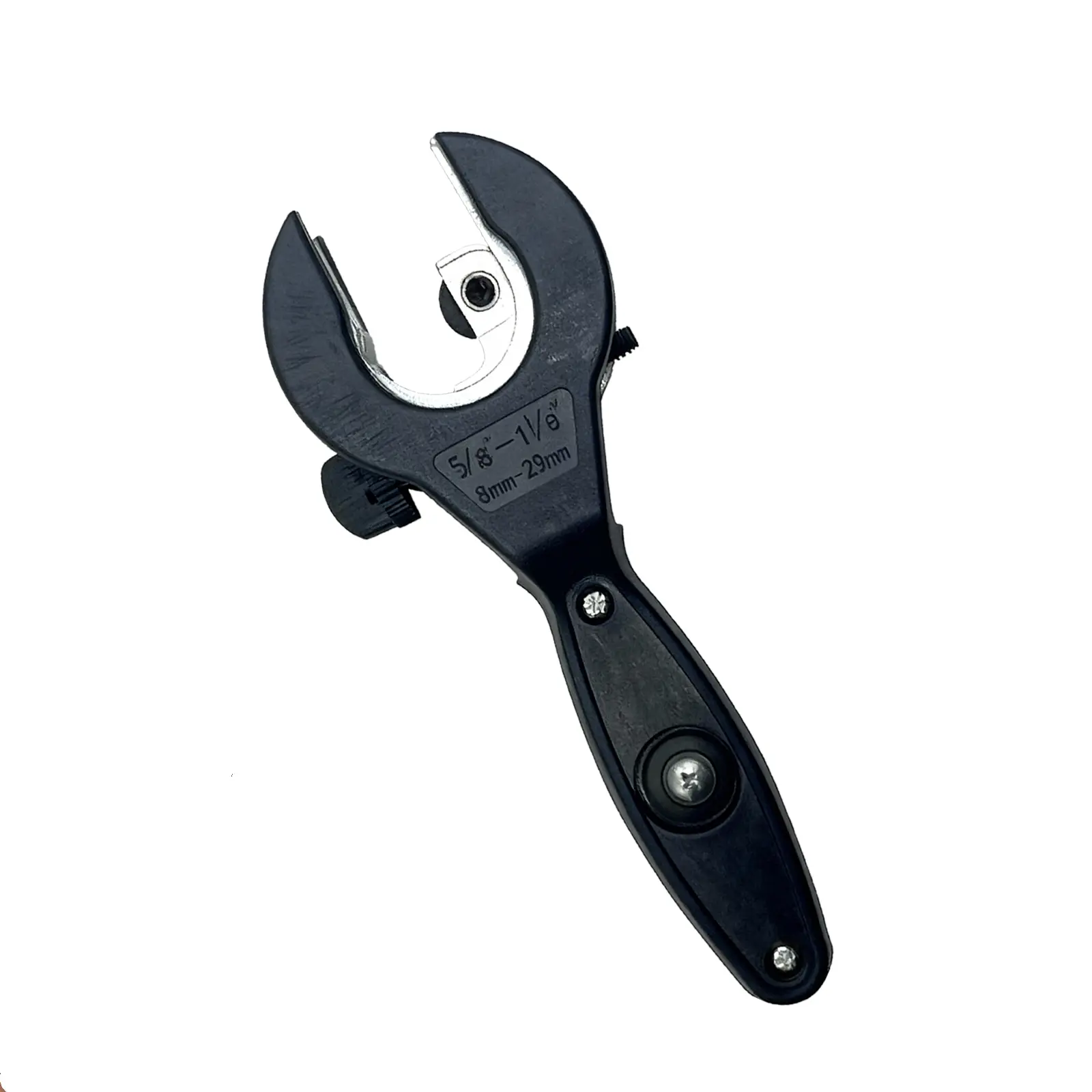 2-in-1 Ratcheting Pipe Cutter, Jam-Free Cutting, 1-Handed Grip Plumbing Tool, Compact Size, Slices 5/16"-1-1/8" Copper & PVC for Home Repair Pros