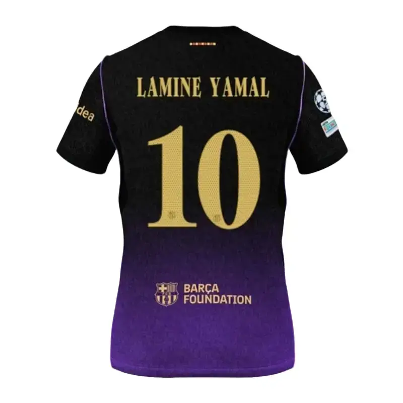 2026/27 Barcelona Black-Purple Striped Soccer Jersey, Yamal #10 Mamba Mentality Unisex Fan Style Football Shirt, Breathable Lightweight Match Day Sportswear Gift