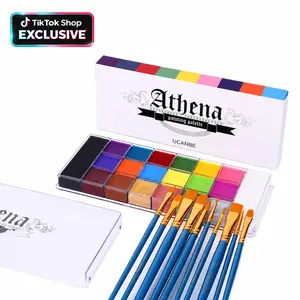 #DealsForYouDays UCANBE Athena 20-Color Face & Body Oil Paint Palette - Safe Non-Toxic Professional Cosmetic Kit, Waterproof Temporary Tattoo, Halloween Special Effects, Cosplay Artistic Makeup for Adults