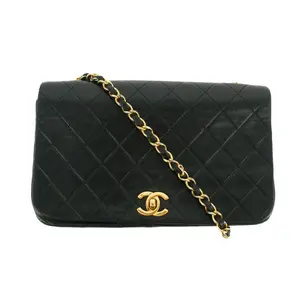 Pre-owned CHANEL Lambskin Shoulder Bags Matelasse Black Single Flap Shoulder Bag #2958