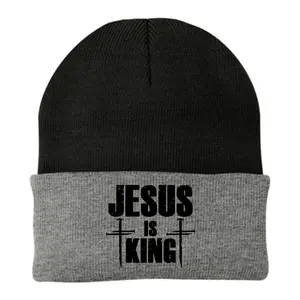Jesus Is King 3 Nails Cross Christian Catholic Redeemed Collection Knit Cap Winter Beanie For Men and Women