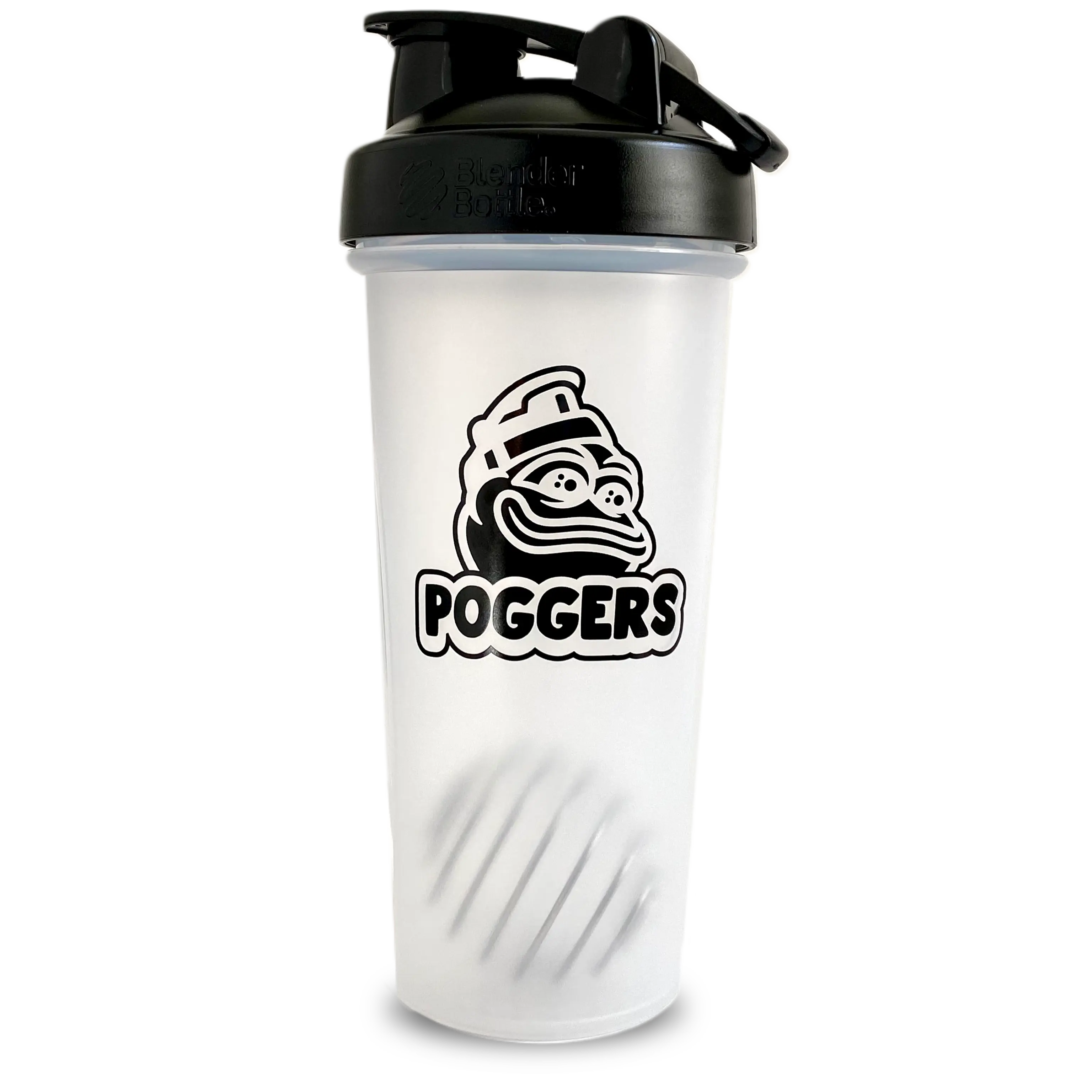 Poggers 24 oz Clear Shaker - Reusable Water Bottle with Black Lid, Portable Design, Ideal for Drinkware and Portability