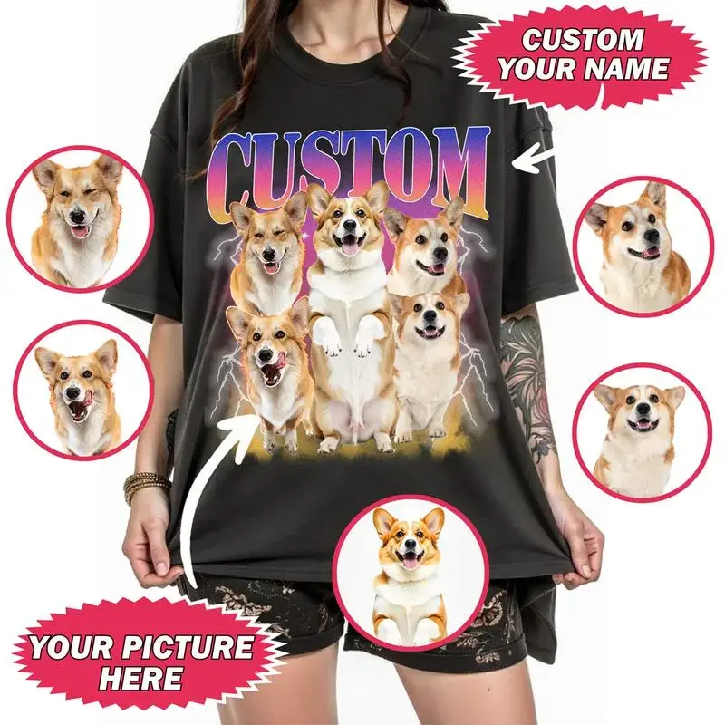 Custom Your Pet T-Shirt, Personalized Pet TShirt, Vintage Custom Dog Shirt, Custom Photo Shirt, Pet Photo Shirt, Ideal for Pet Lovers outdoorfun