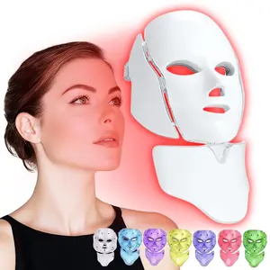 Red Light Photon Facial Mask with Remote Control 7 Custom Modes Infrared Portable Timer for Home Use Face Lifting Device White