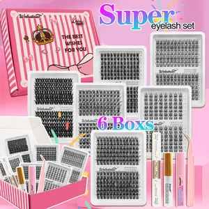 Multiple Styles False Eyelash Set, Incremental Lash Extensions, DIY False Eyelashes at Home, Includes Adhesive & Sealer, 12-16mm