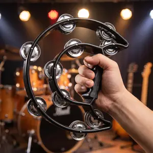 Half Moon Tambourine Double Row Metal Jingles Drum Set Drum Kit