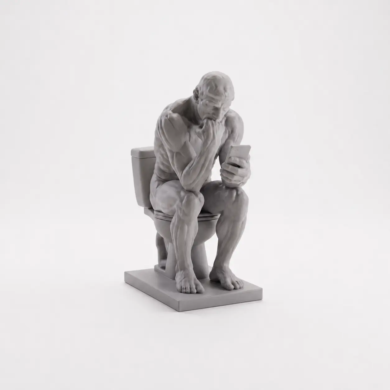 Decorative Stinker Statue - Modern Thinker on the Toilet Figurine, Matte Black Bathroom Decor Sculpture, Home Supplies Gift