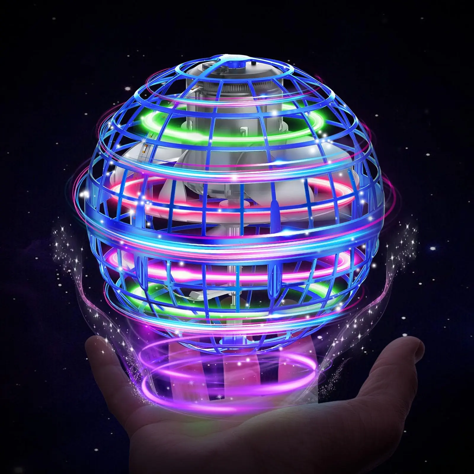 Flying Orb Ball Hover Fly Spinner Boomerang Mini Drone - LED, Hand-Controlled, Compact, Lightweight, Abs-Enhanced Cosmic Globe Flying Toy for Kids, Mother's Day & Holiday Gifts