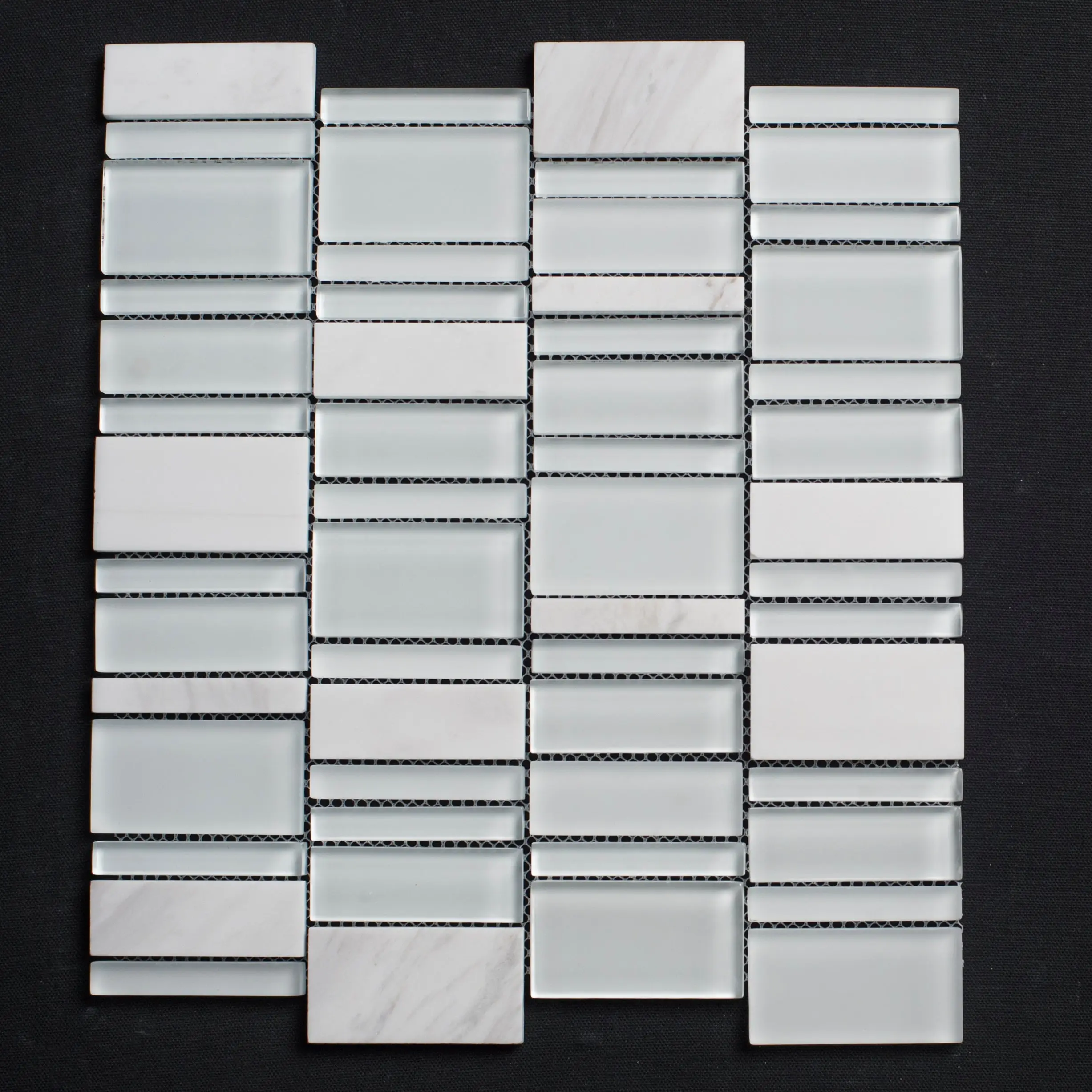 Glacier Glass Rectangle Mosaic Tile with Architectural Elegance, Glacier Glass Composition for Bathroom, Enhances Brightness (Home Improvement Building Supplies)