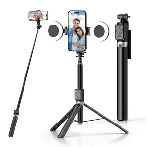 New 6 in 1 Selfie Stick With Fill Light, 67" Phone Tripod & Wireless Remote Page Turner,Bluetooth Camera Video Recording Remote,Music Control, for iPhone ,iPad ,iOS,Android