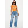 Petite Remi Ripped Stretch Baggy Jeans - Medium Wash