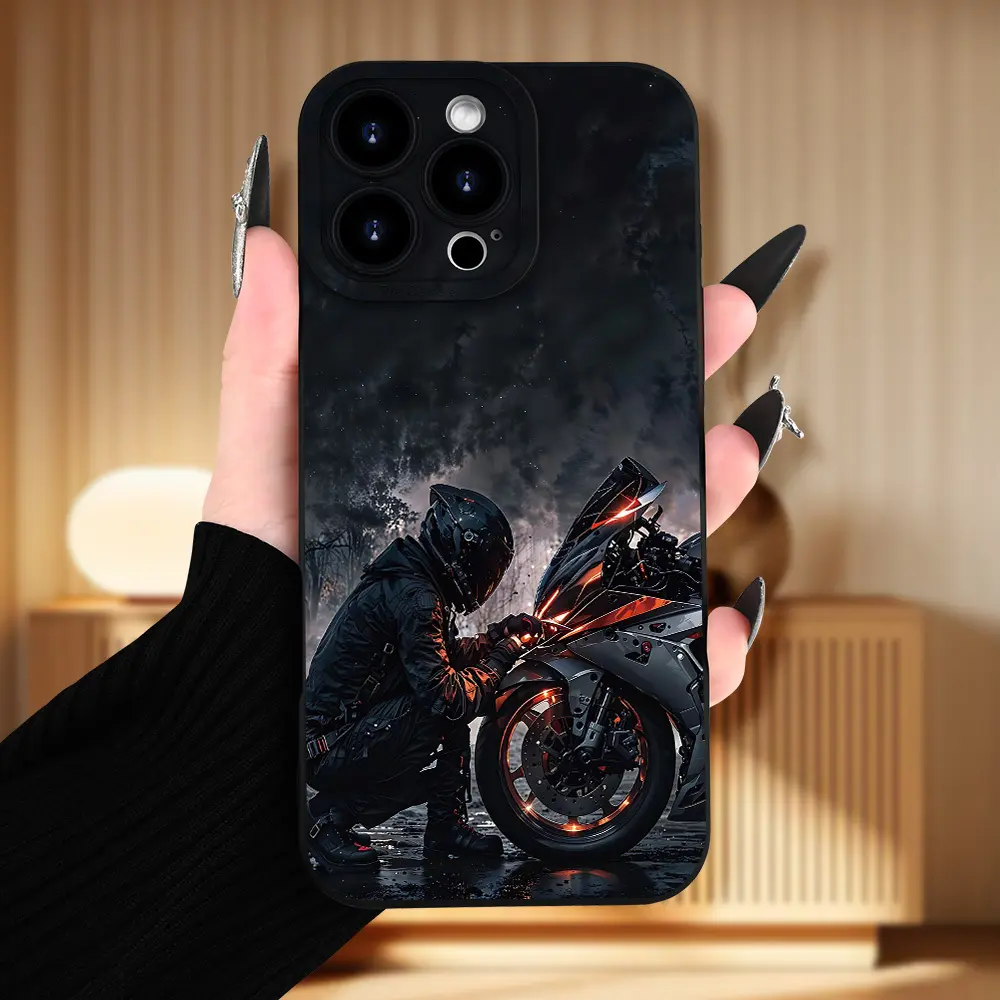 Motorcycle Boy Pattern Shockproof Cellphone Cover - Protection Casing for iPhone 17 Air/16 Plus/15 Pro Max/14 Pro/13/12/11/XS Max/X - Ideal Mobile Phone Accessories Gift for Motorcycle Lovers (MS322), Smartphone