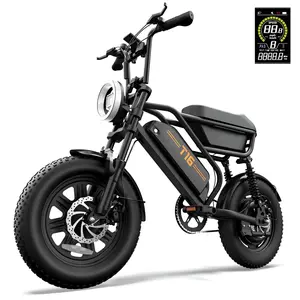 Adult Mini Electric Mountain E-Bike, 1000W Peak Power, 32MPH Speed, 48V 13Ah Battery, 16x3.0 Fat Tires, 60-80 Mi Range, 7-Speed Disc Brake
