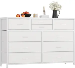 Gaomon 10-Drawer Modern-Minimalist TV Stand, Apartment Furniture Media Console for 55/50/43-Inch TVs, Bedroom Furniture Chest of Drawers for Living Room