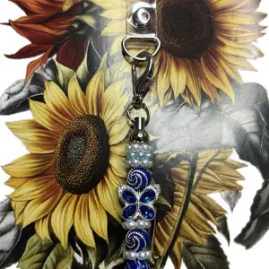 Blue Butterfly Phone Charm with Elegant Beaded Design and Secure Clip for Easy Attachment