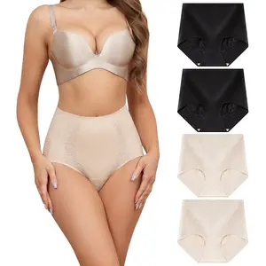 LEVAO 4 Pack High-Waist Seamless Underwear for Women, Tummy Control, Full Coverage, Soft Lace Briefs S-XXL