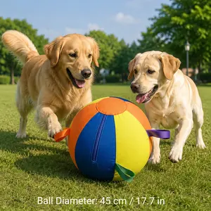 17.7in Interactive Dog Training Ball with Handle, Durable Toy for Golden Retrievers Labradors