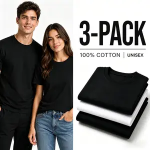 3-Pack Premium Heavyweight Black  | 100% Breathable Cotton T-Shirt Bundle | Unisex,Durable Non-Shrink Crew Neck | Men's Essential 3-Piece Multipack | Perfect Foundation for Streetwear & Casual, white tee,summervibes, everyday shirt