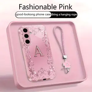 Suitable for [Galaxy S24] high-end women's phone case🥰，free four-leaf clover lanyard included—choose any one of the 26 letters. Drop-resistant and fingerprint-proof. YM99