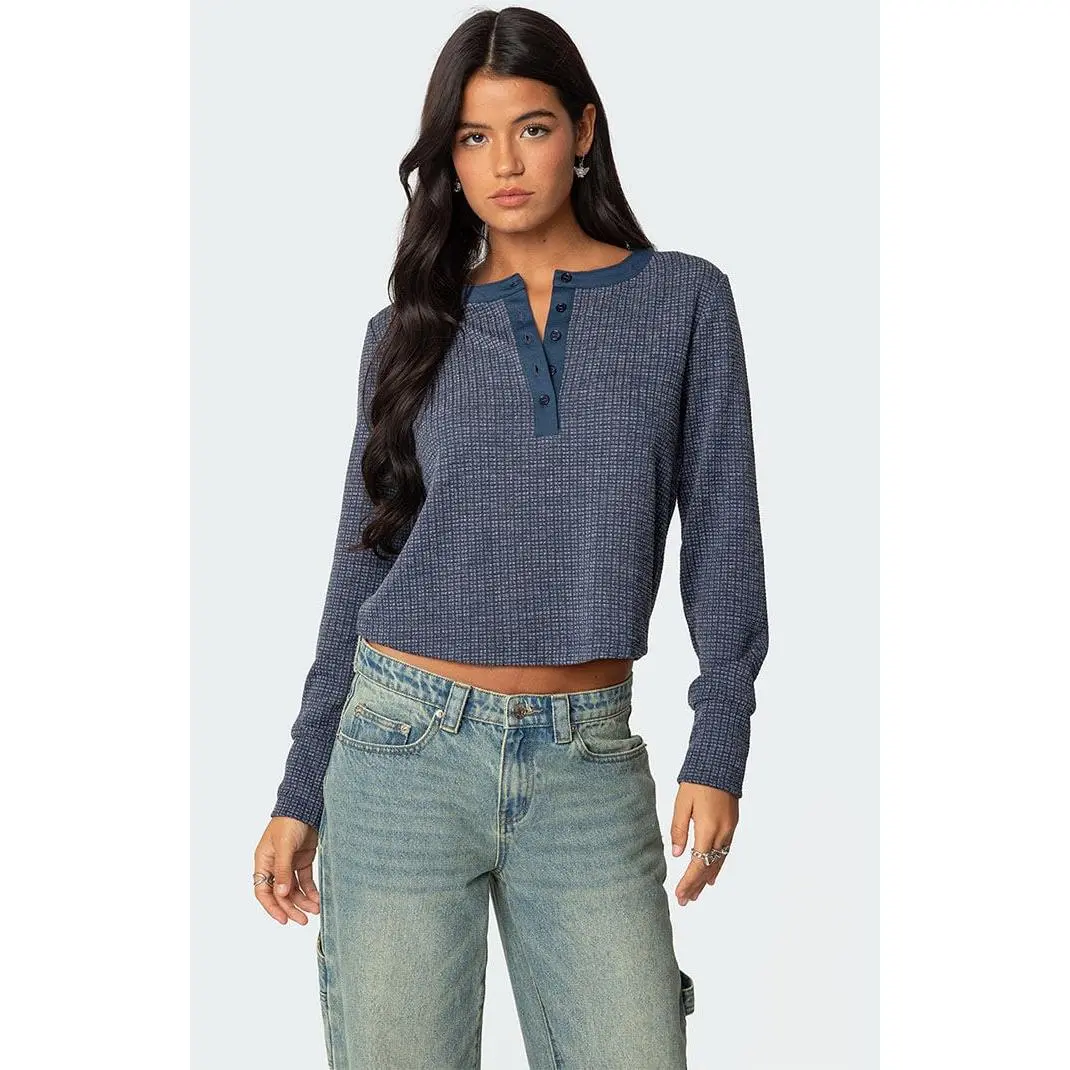 Edikted Women's Ruth Henley Waffle Top