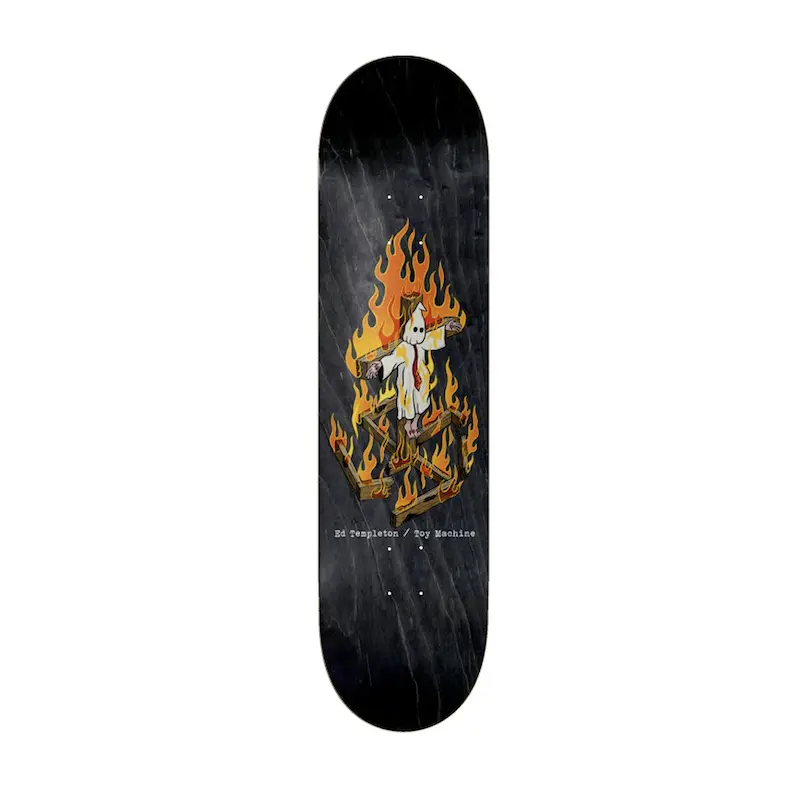 Toy Machine Ed Templeton Charred Cross II Skateboard, Top Ply Random Construction, Wheelbases Vary