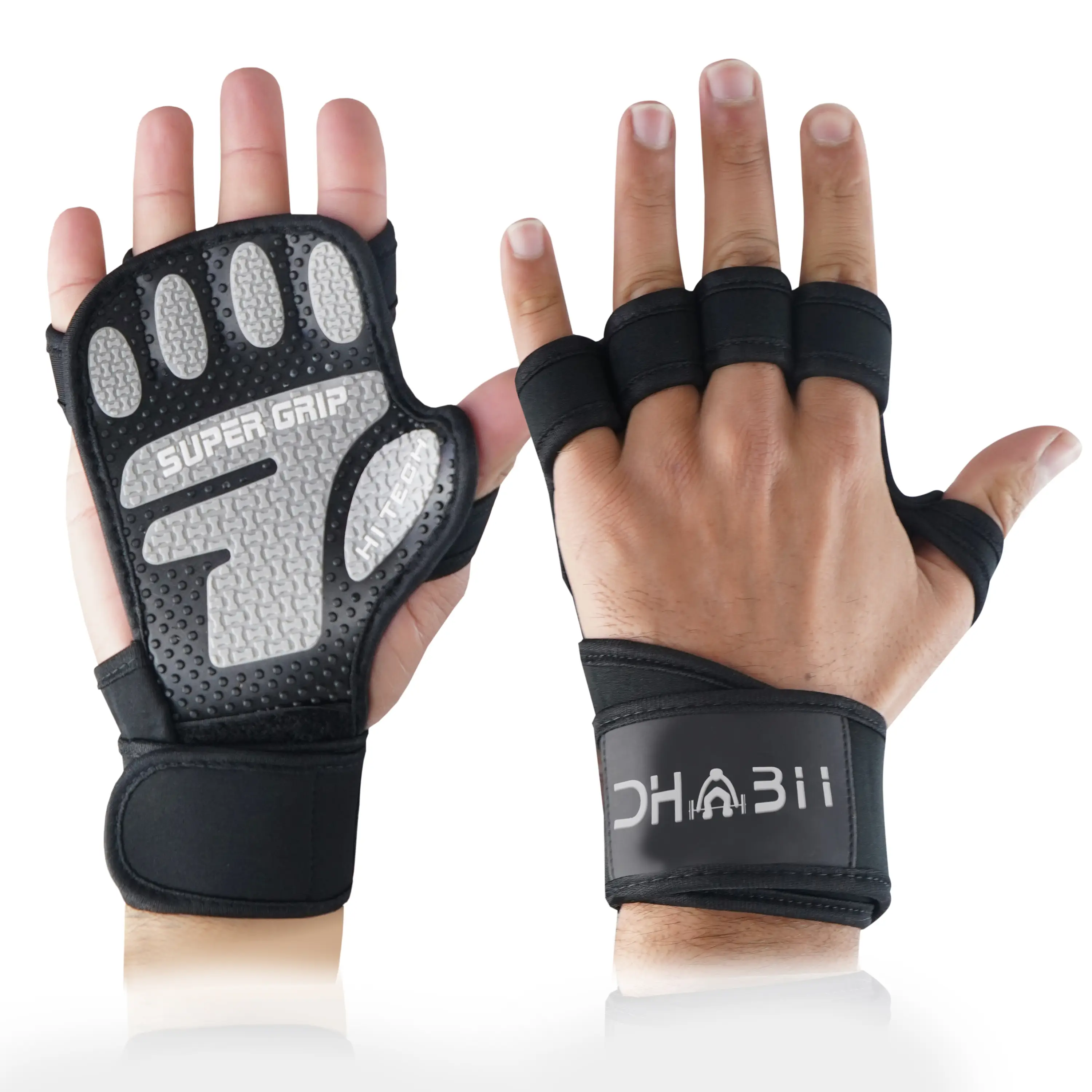 Dhabii Super Grip Weight Lifting Gloves with Wrist Wraps for men and women, Great for Gym Fitness, Cross Training, Hand Support & Weightlifting.