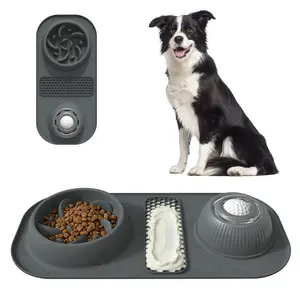 Three-In-One Slow Feeder Dog Bowl, Anti-Choking Smart Feeder with Licking Pad and Scent Ball, Non-Slip Pet Bowl for Small to Medium Dogs