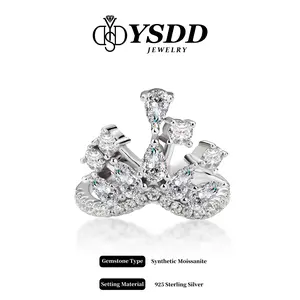 【11.28 TODAY ONLY】Fancy Tiara Cocktail Ring 0.5CT Pear Cut vvs Synthetic Moissanite Rings in 925 Sterling Silver