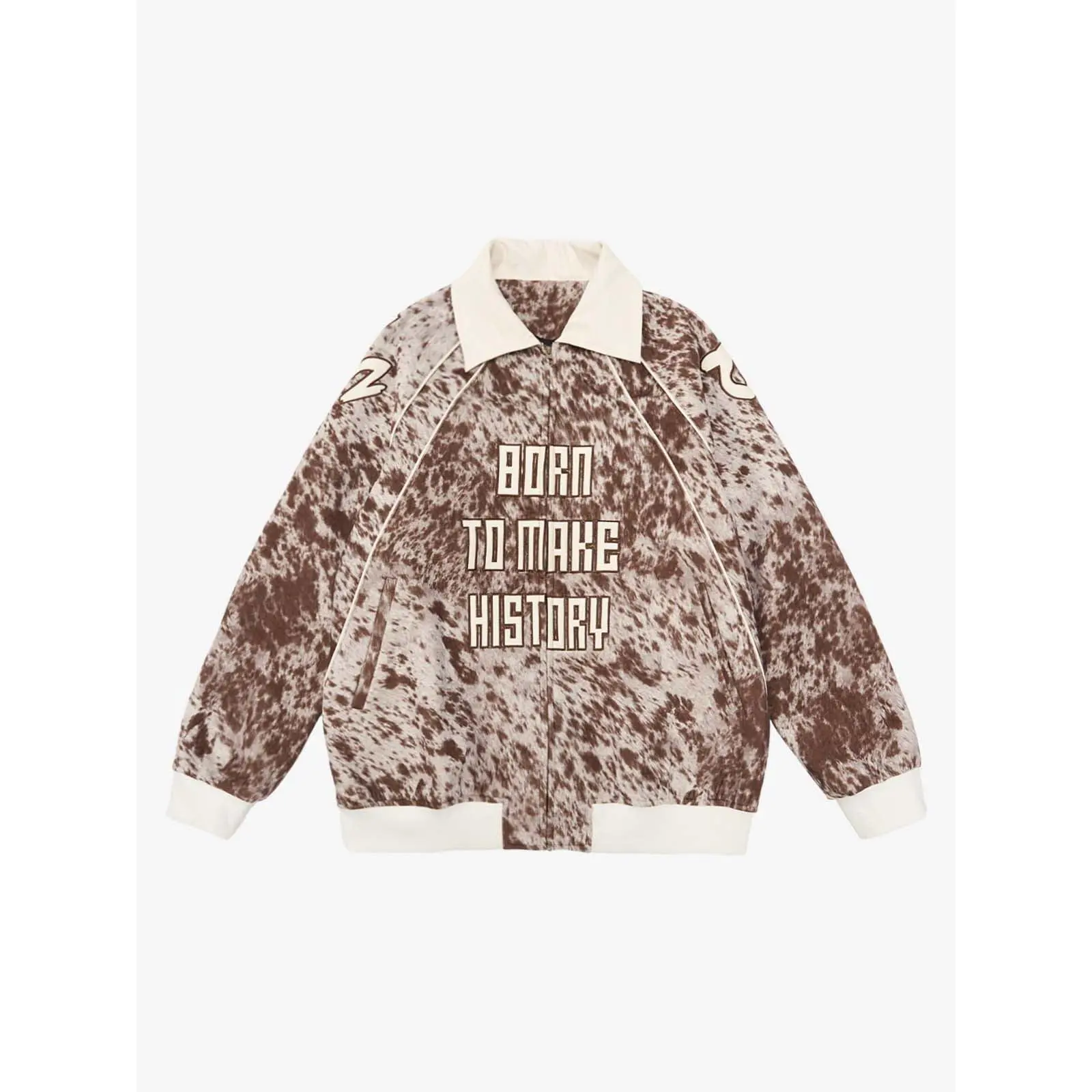 Thesupermade Retro Statement Snow Leopard Fleece Jacket